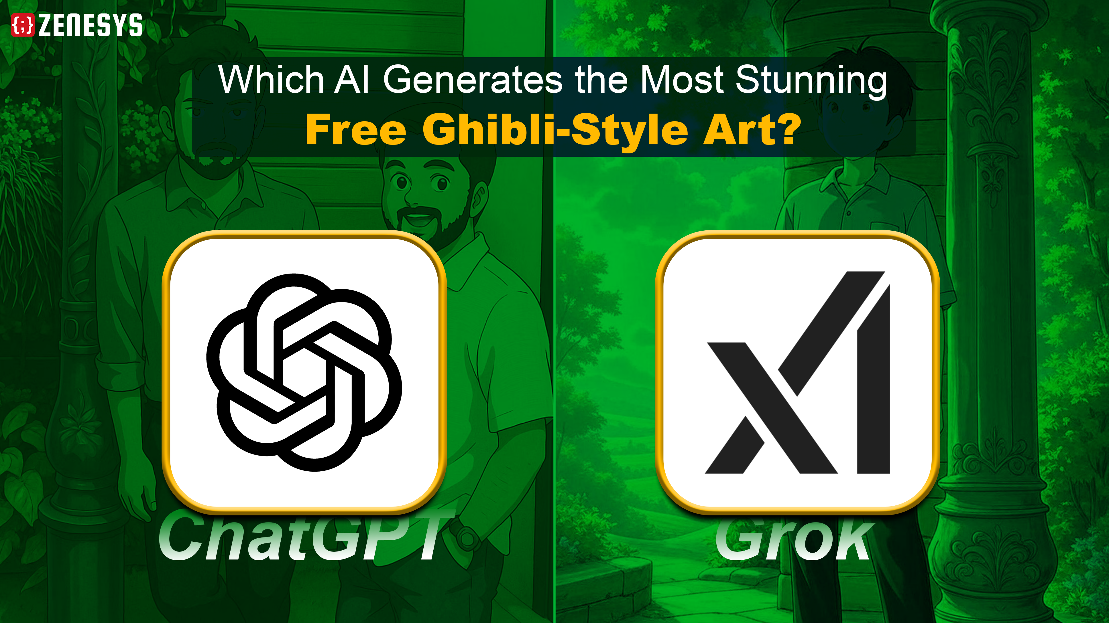 grok ai ghibli  vs Chatgpt ghibli art